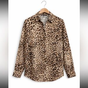 Zara Leopard Print Blouse in Tan and Brown Size Medium